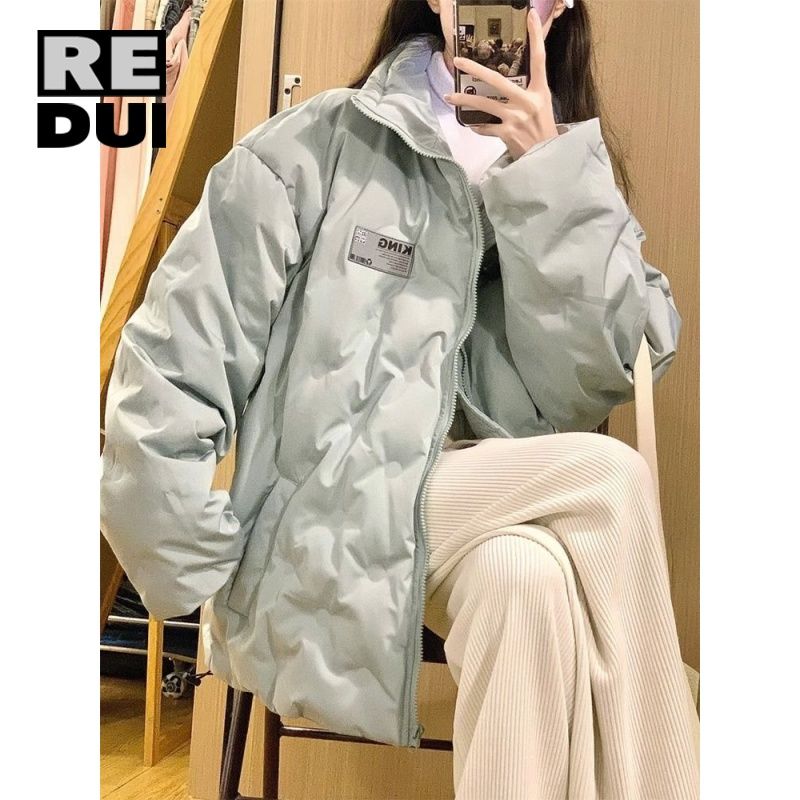 高級感薄荷綠高檔棉服冬季新款韓版學生休閒時尚炸街棉衣外套潮流