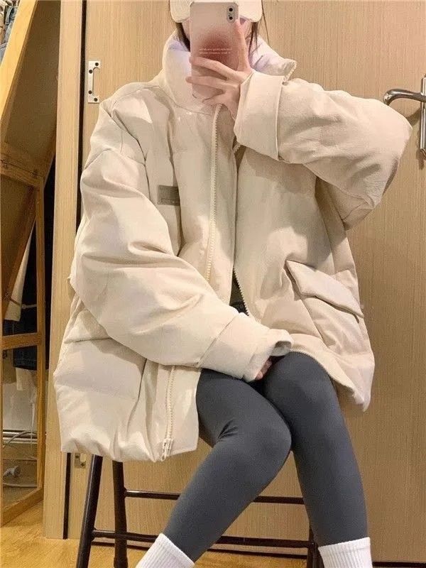 棉衣棉服女2023年新款秋冬奶系羽絨棉小眾設計感溫柔風麵包服外套