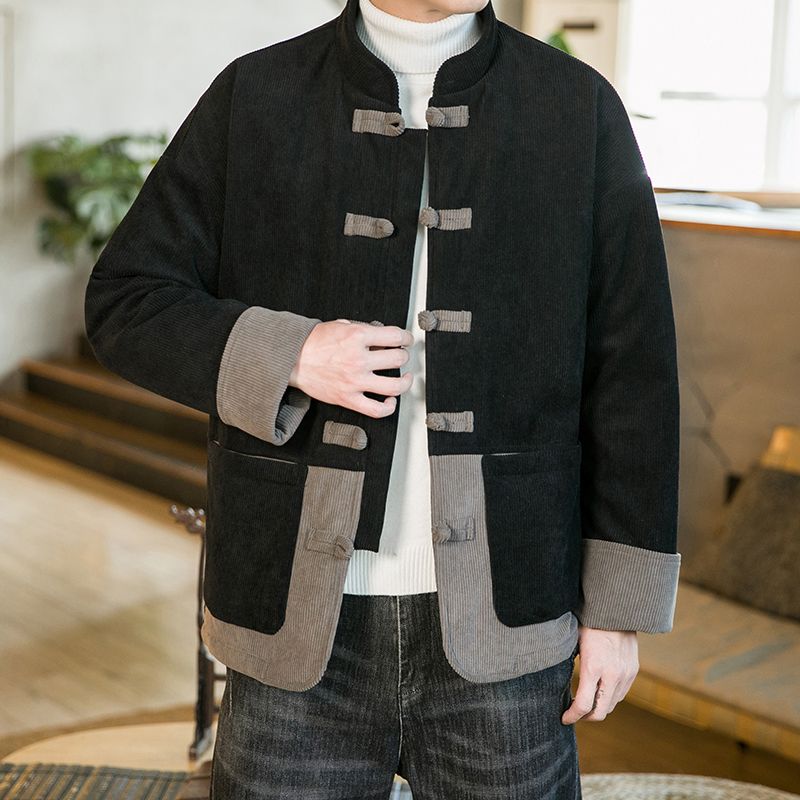 燈芯絨棉衣男設計感唐裝棉服外套冬季中國風男裝保暖漢服加厚棉襖