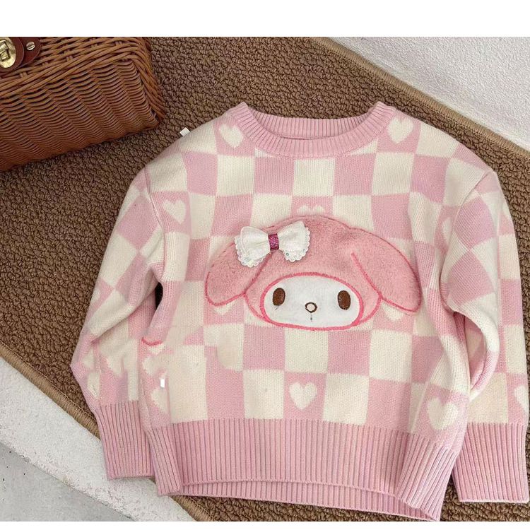 Kuromi Sweater Girls Autumn Clothing 2023 New Winter Style Thickened Bottoming Shirt Children's Knitted Wool Top