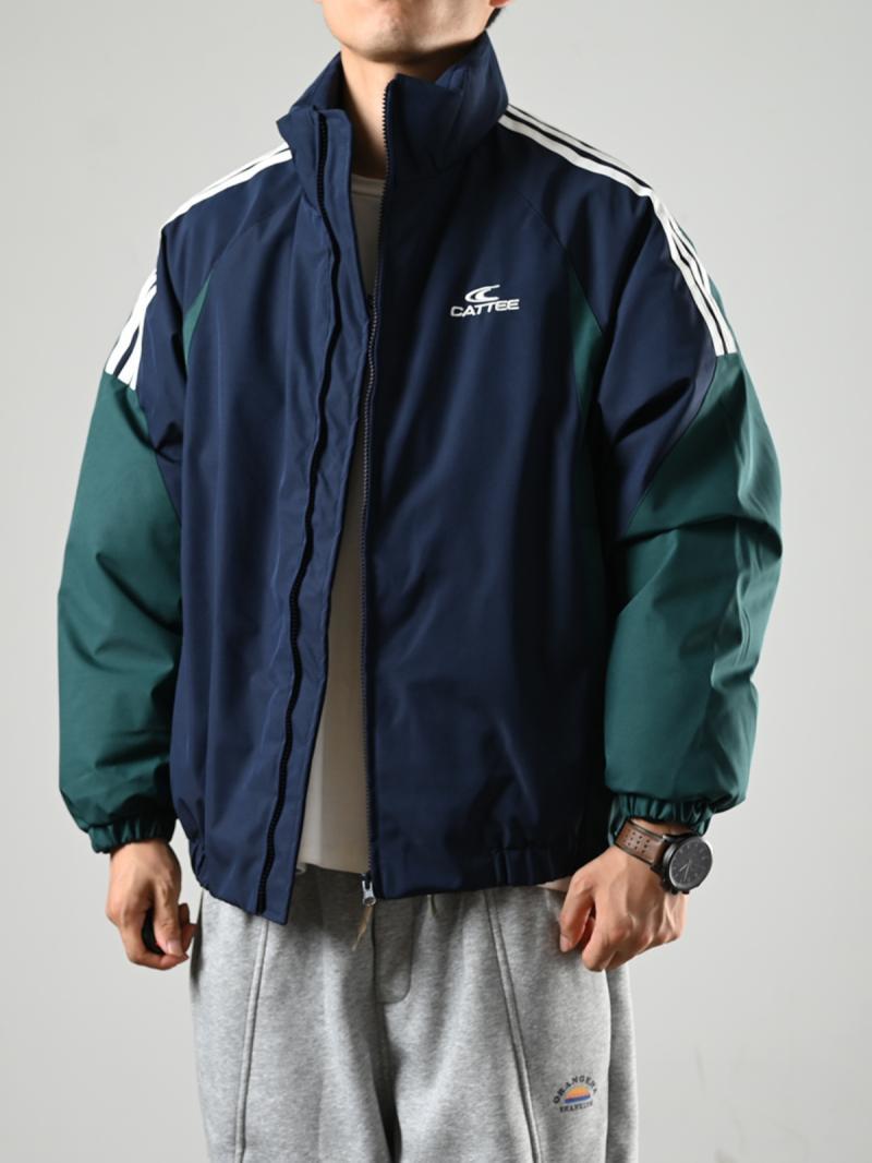 XGI Retro Loose Sports Cotton Jacket Men's Autumn and Winter New Design Embroidered Cotton Jacket Spliced ​​Contrast Color Cotton Jacket