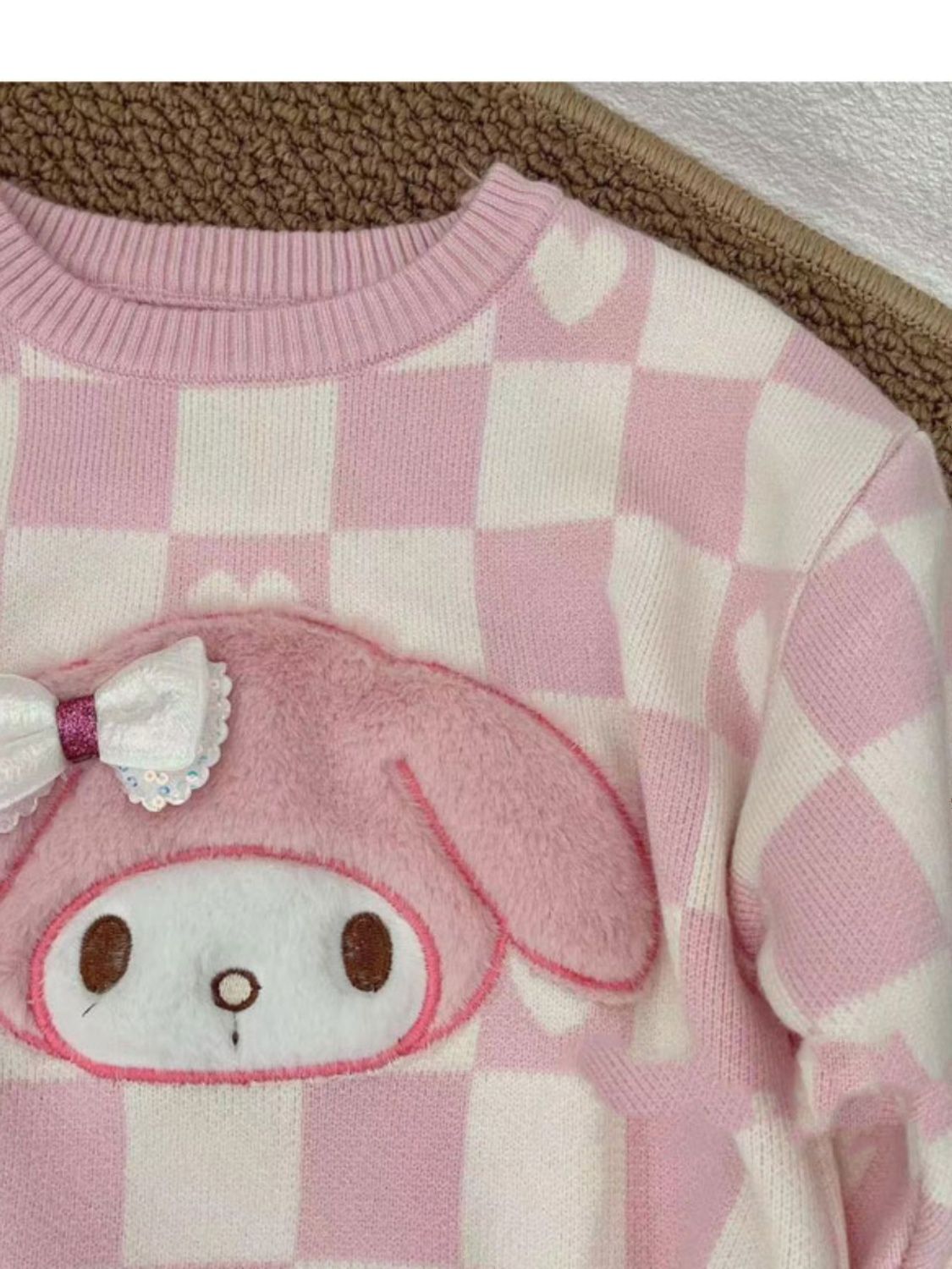 库洛米毛衣女童秋装2023新款冬季洋气加厚打底衫儿童针织毛线上衣