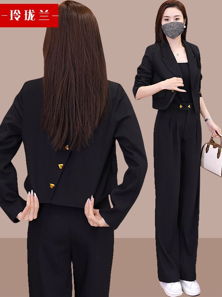 高級感西裝套裝女裝短款外套2023秋季新款洋氣質顯瘦小西服兩件套
