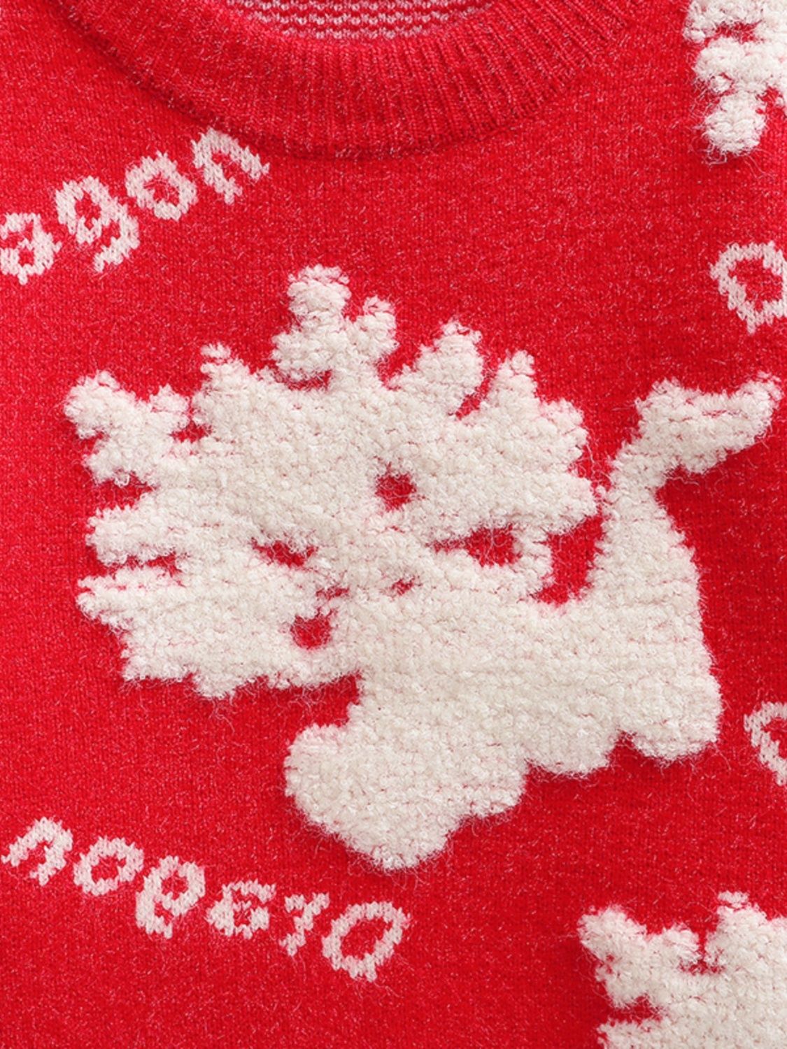 女童红色毛衣加厚2023秋冬装新款洋气儿童针织衫童装男孩拜年上衣