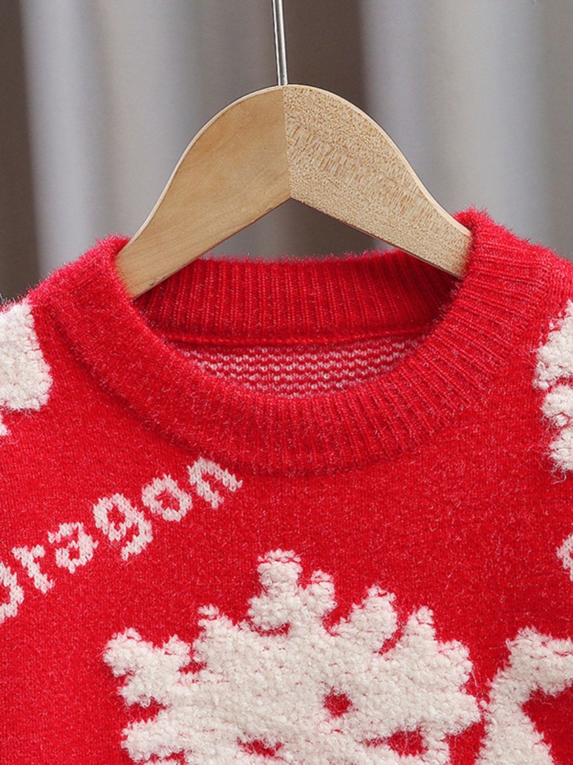 女童红色毛衣加厚2023秋冬装新款洋气儿童针织衫童装男孩拜年上衣