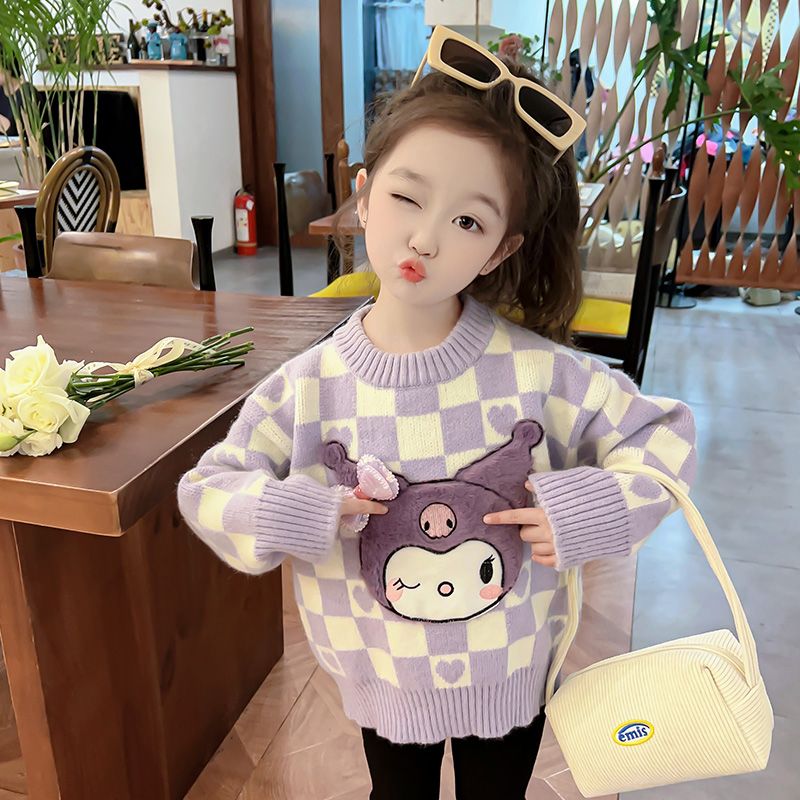 Girls Sweater Autumn Clothing 2023 New Little Girls Thickened Tops Baby Winter Pullover Bottoming Children's Sweater