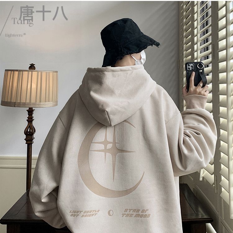 麂皮絨重磅衛衣男款秋冬2023新款設計感小眾美式復古寬鬆連帽外套