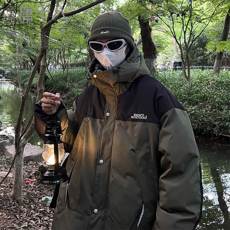 工裝衝鋒衣棉服男款冬季國潮防水連帽棉衣寬鬆加厚設計感棉襖外套