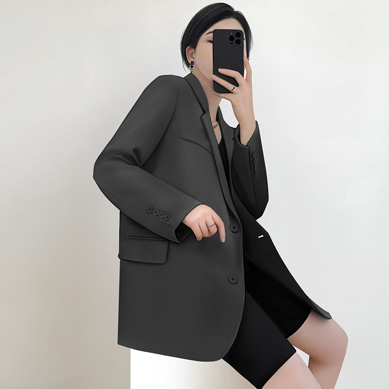 Gray small suit jacket for women 2023 spring and autumn new style small high-end design niche casual short suit