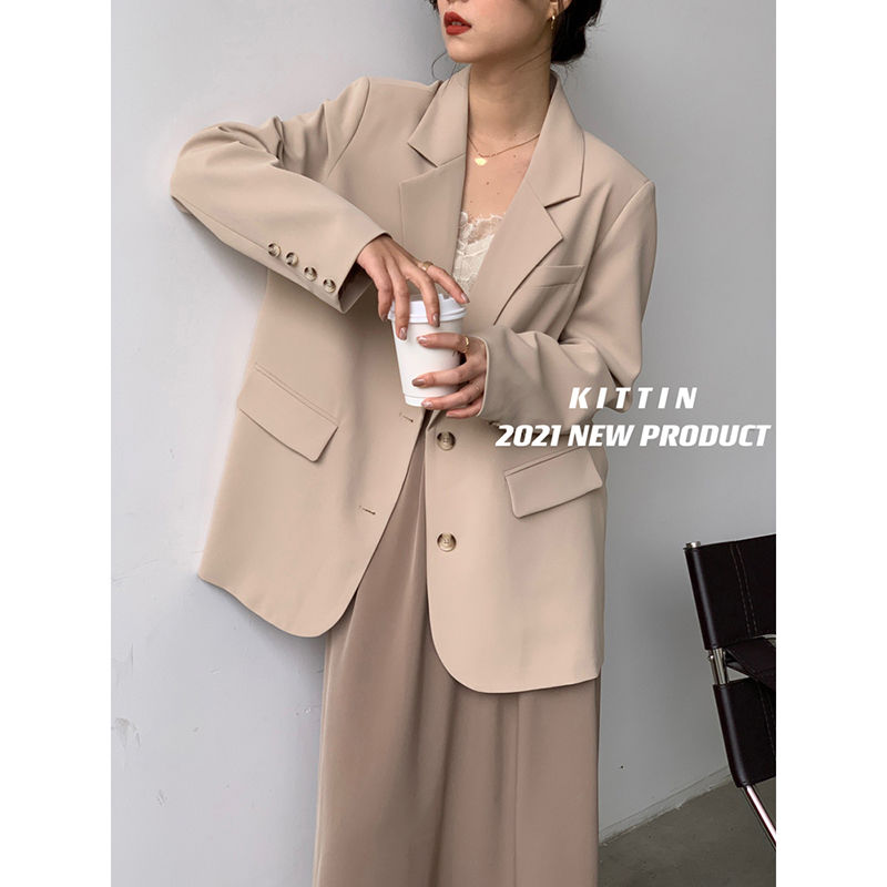 Khaki small suit jacket for women 2023 spring and autumn new high-end design niche casual short suit top