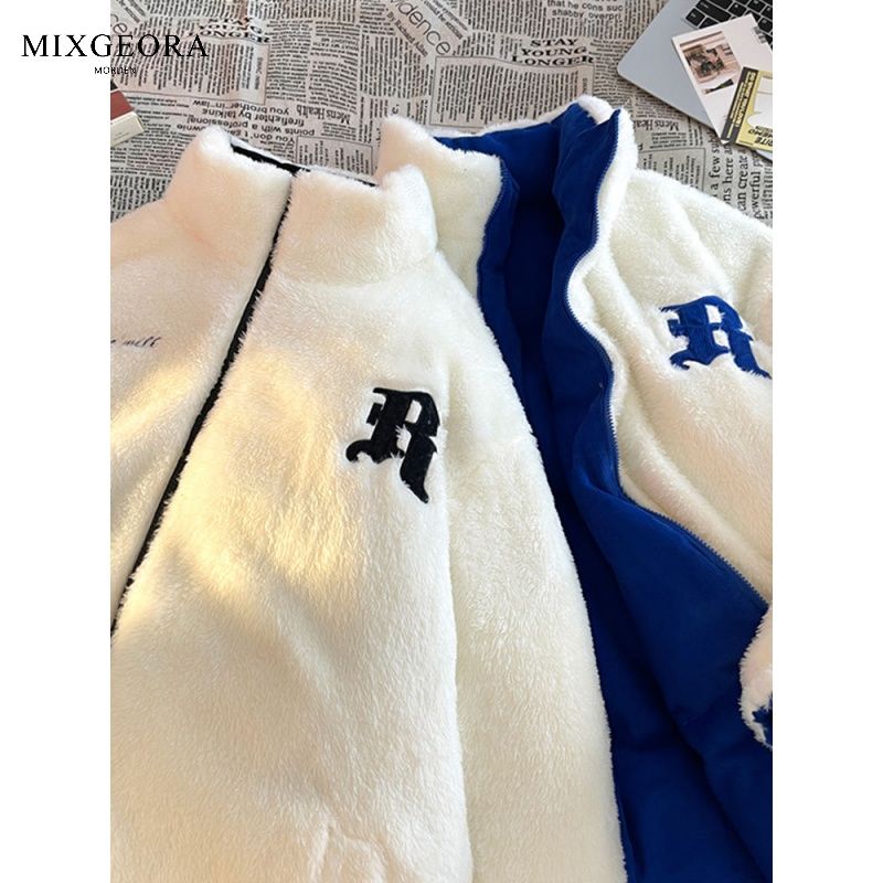 MIX GEORA雙面穿棉服男女秋冬燈芯絨厚小眾設計立領羽絨棉衣外套