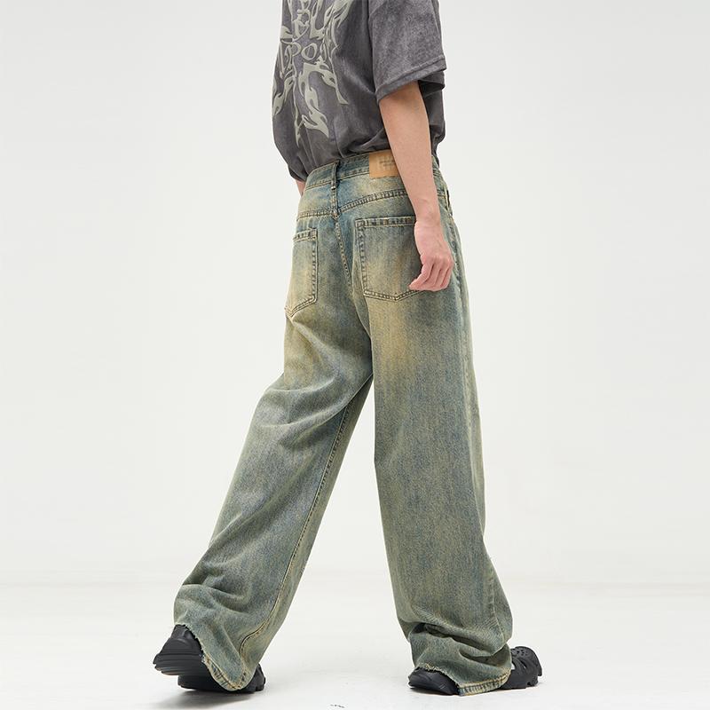 Weilang's shop American retro wide-leg pants for men ins fashion brand design niche jeans high street pants for couples