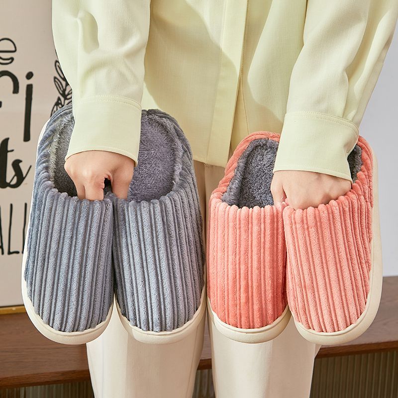 Women's winter indoor home anti-slip  new warm plush home cotton slippers for men