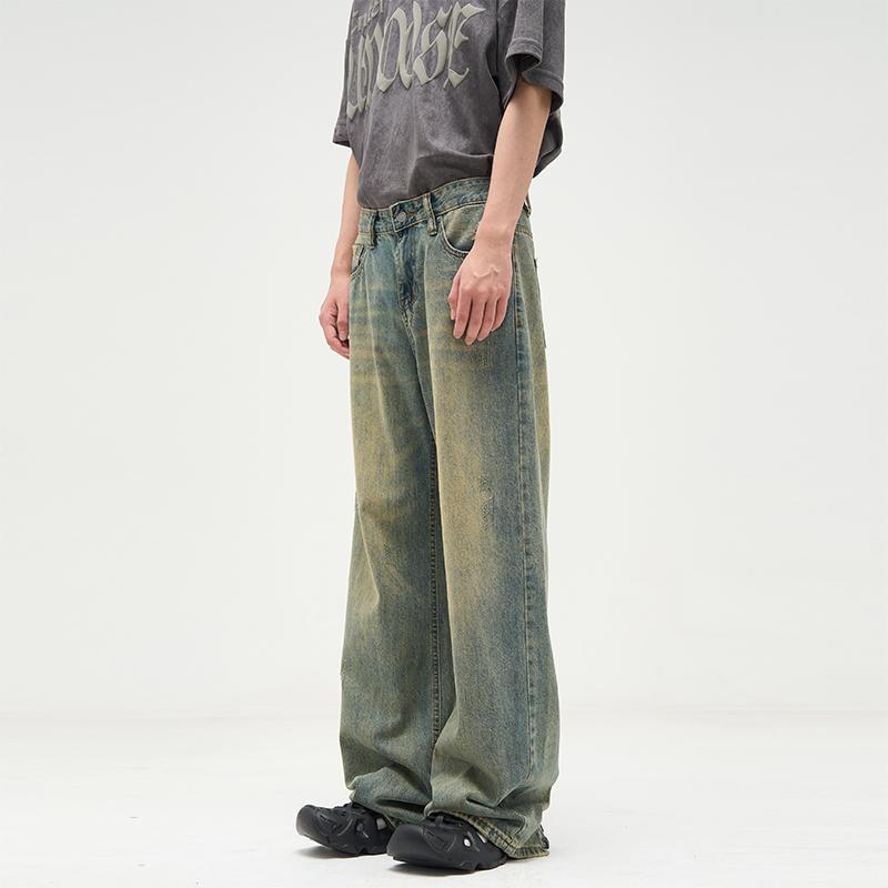 Weilang's shop American retro wide-leg pants for men ins fashion brand design niche jeans high street pants for couples