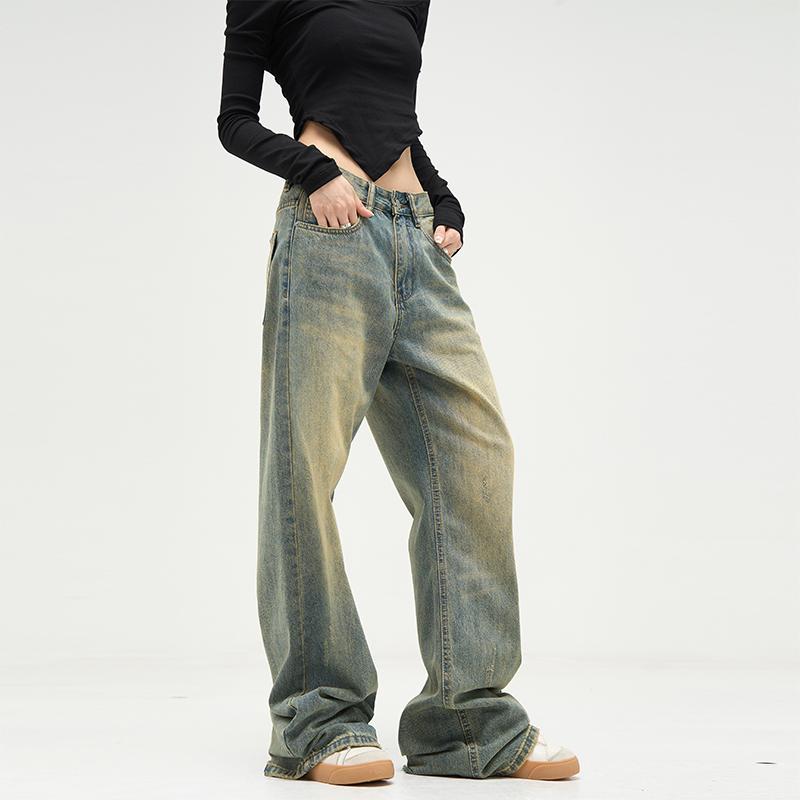 Weilang's shop American retro wide-leg pants for men ins fashion brand design niche jeans high street pants for couples