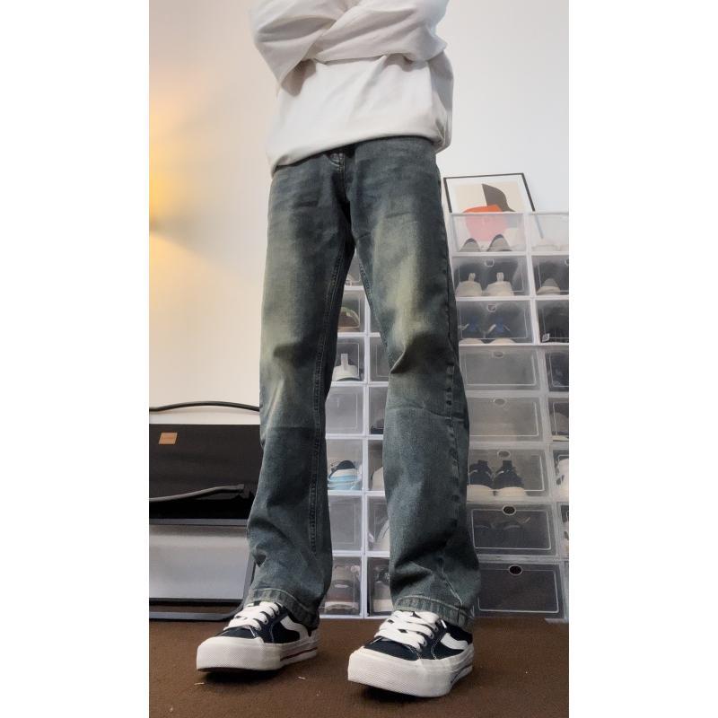 Brother Bu's Blog trendy brand micro-elastic distressed simple jeans boys' vibe style American versatile long pants K399