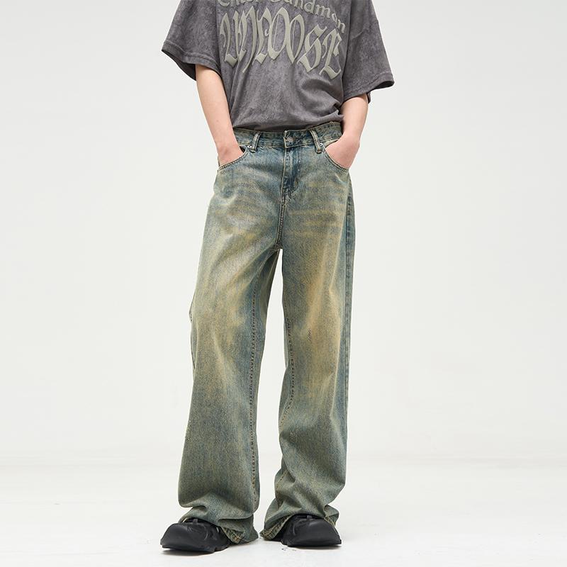 Weilang's shop American retro wide-leg pants for men ins fashion brand design niche jeans high street pants for couples