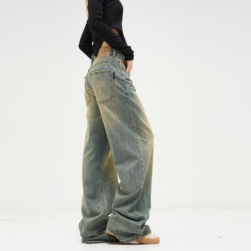 Weilang's shop American retro wide-leg pants for men ins fashion brand design niche jeans high street pants for couples