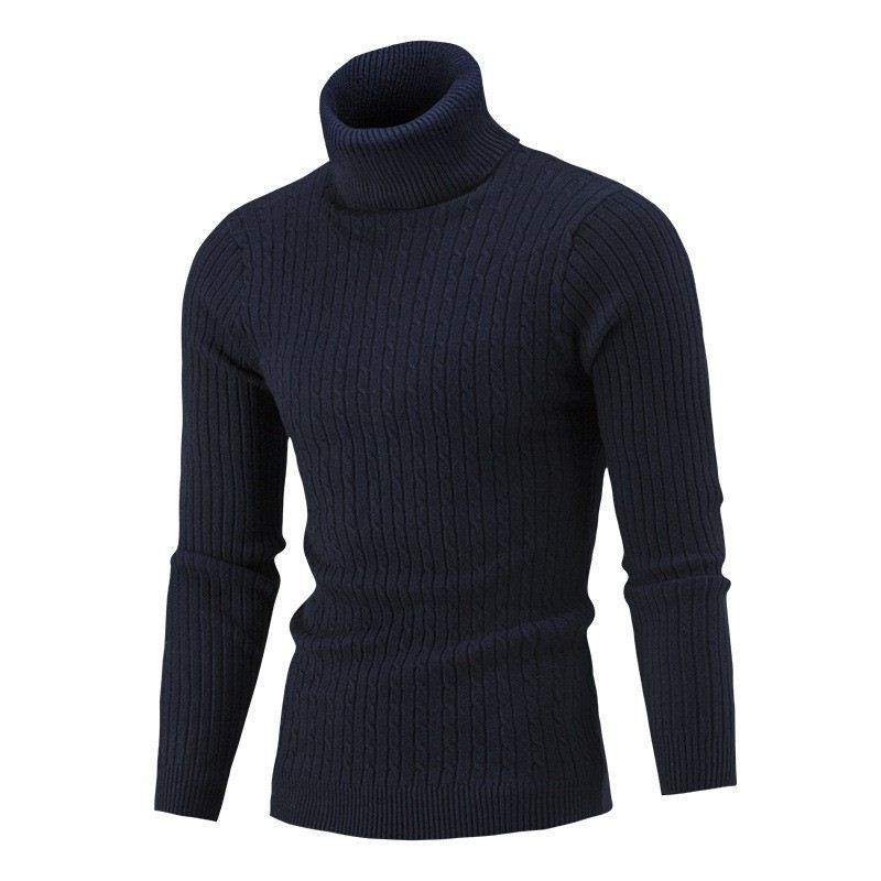Mens Turtleneck Oversized Knit Bottom Turtleneck Plus Size Knit_voghion.com