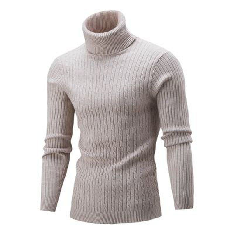Mens Turtleneck Oversized Knit Bottom Turtleneck Plus Size Knit_voghion.com