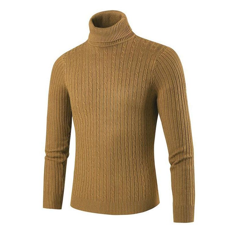 Mens Turtleneck Oversized Knit Bottom Turtleneck Plus Size Knit_voghion.com