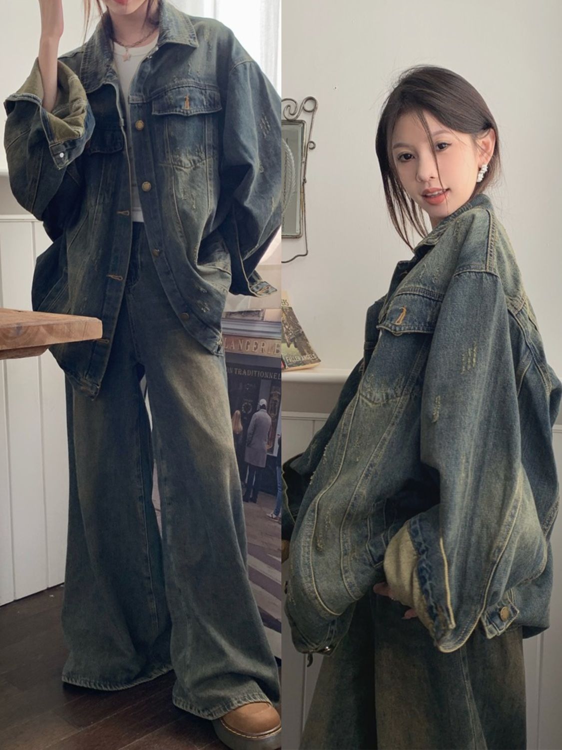 Early autumn women's clothing 2023 lazy style denim jacket new small fragrant style ladies temperament mid-length top