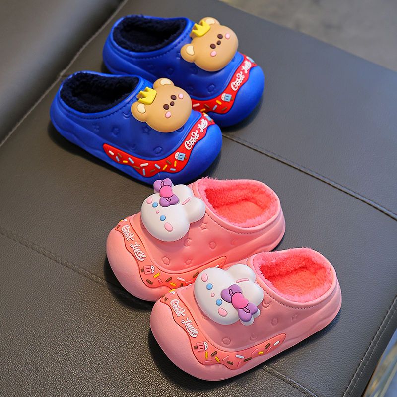 冬季儿童包跟棉鞋男女童防水外穿大中小童保暖宝宝棉拖鞋