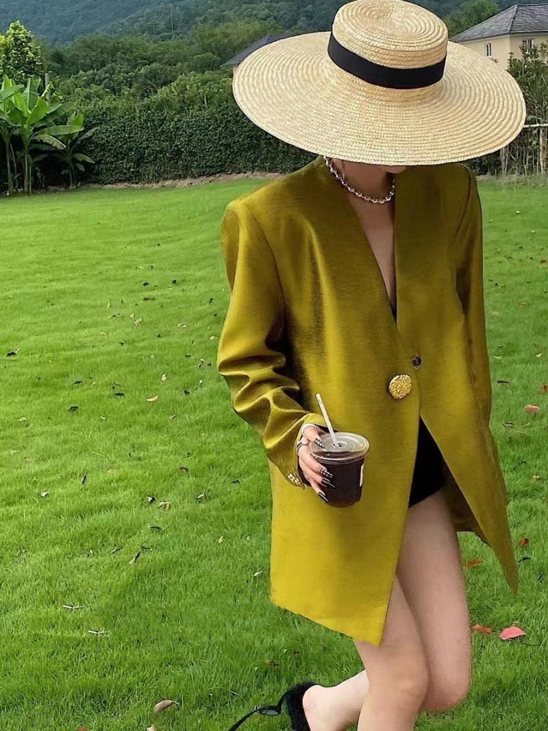Light luxury niche mid-length suit jacket for women 2023 early autumn new style retro design fashion trend suit for women