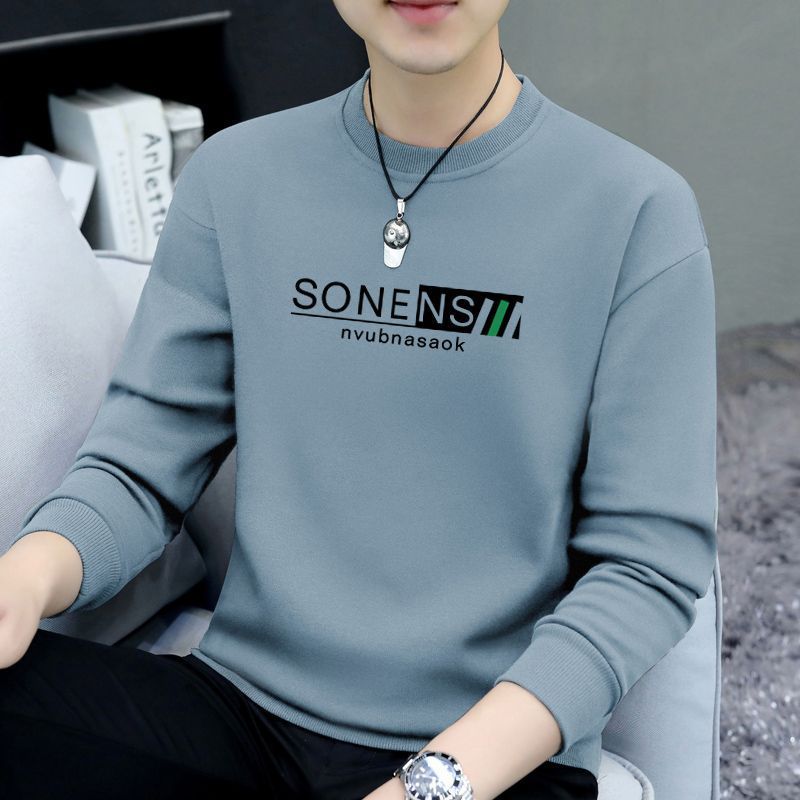 Sweatshirt men's spring and autumn trendy ins loose autumn and winter new style printed hooded round neck pullover autumn clothes long-sleeved T-shirt for men