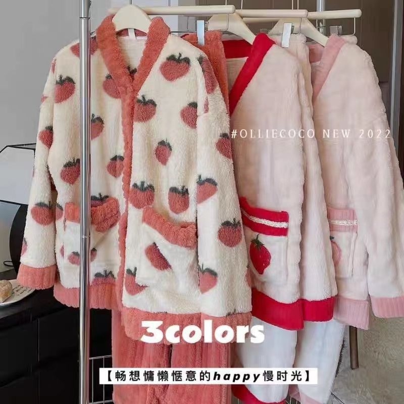 秋冬公主風珊瑚絨睡衣女款2023新款法蘭絨加絨加厚大碼家居服外穿