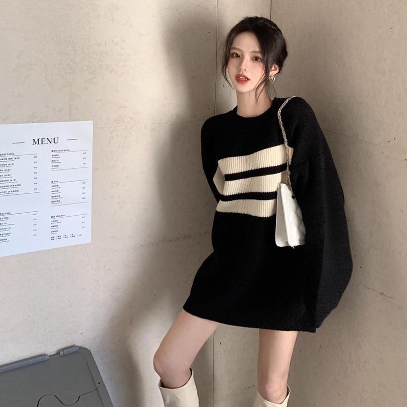 Autumn and winter dresses for small people, winter clothes for tall women,  new knitted inner bottoming sweater skirts