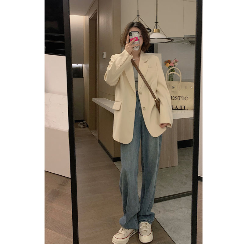 Black small suit jacket for women 2023 spring and autumn new style street small high-end casual short suit top
