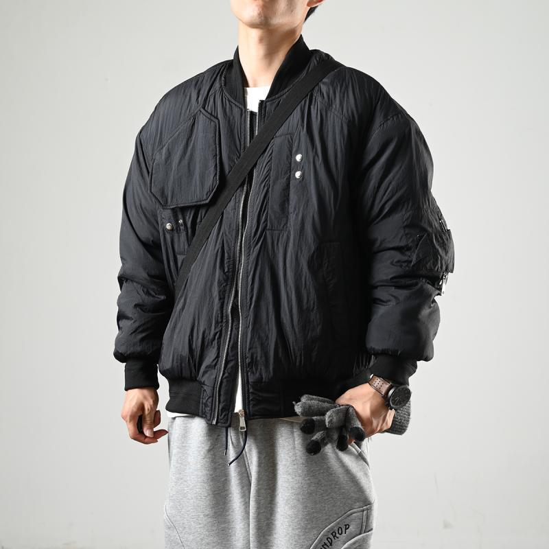 XGI winter pleated design retro versatile pilot cotton coat men's trendy brand couple thickened warm cotton coat