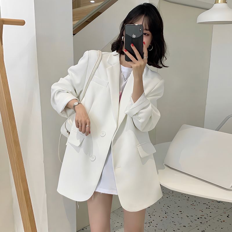 Pink small suit jacket for women 2023 new spring, autumn and winter high-end short casual suit for small people