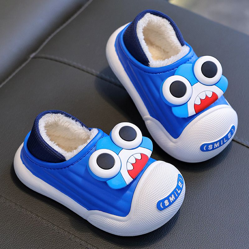 儿童棉拖鞋2023新款秋冬季加绒加厚保暖防水男孩宝宝室内防滑包跟