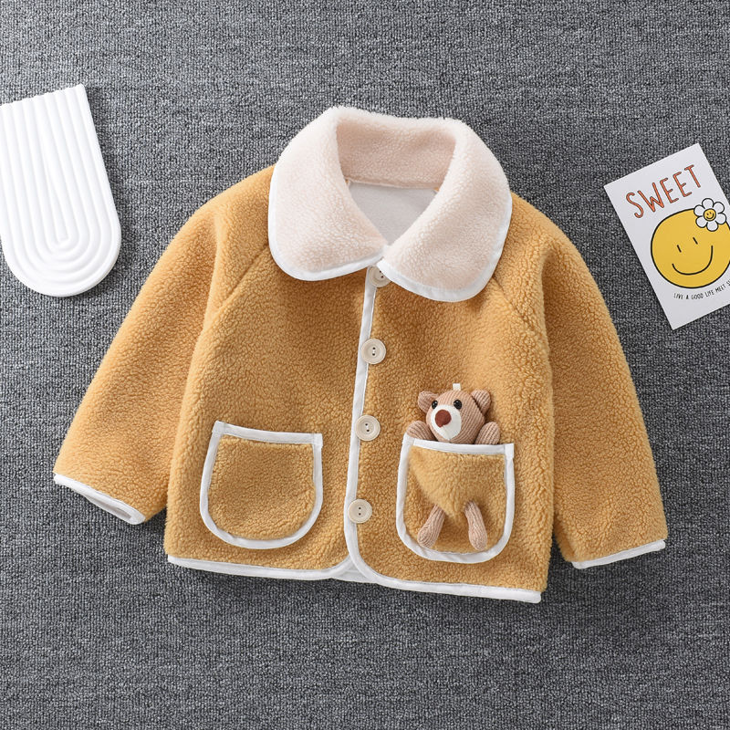 女童加绒外套秋冬季装儿童女孩韩版可爱洋气保暖上衣服宝宝摇粒绒