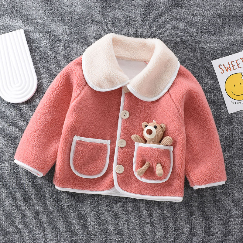 女童加绒外套秋冬季装儿童女孩韩版可爱洋气保暖上衣服宝宝摇粒绒