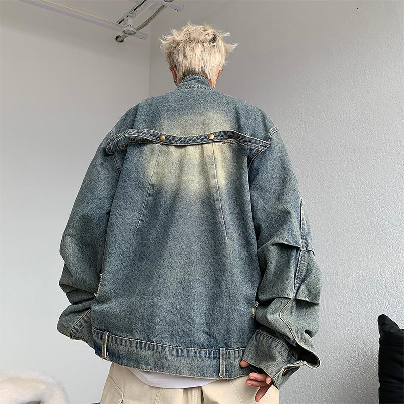 Designed denim jacket for men  autumn new fashion brand American high street retro high-end handsome jacket