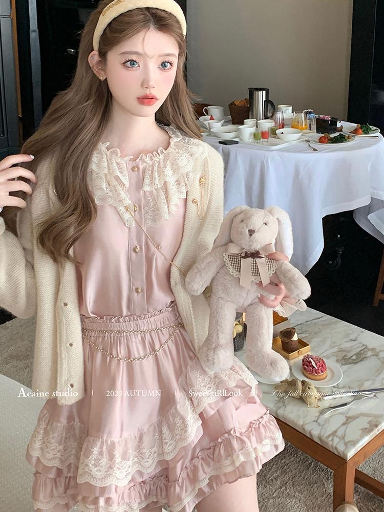 甜美高級感時尚套裝女秋季新款爆款小眾設計感少女心兩件套ins潮