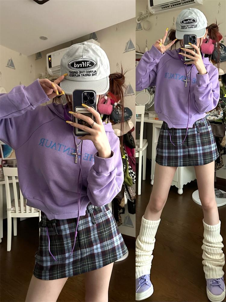 泰式學院大碼短裙胖mm秋季高腰設計感格紋短款深藍色格子半身裙女