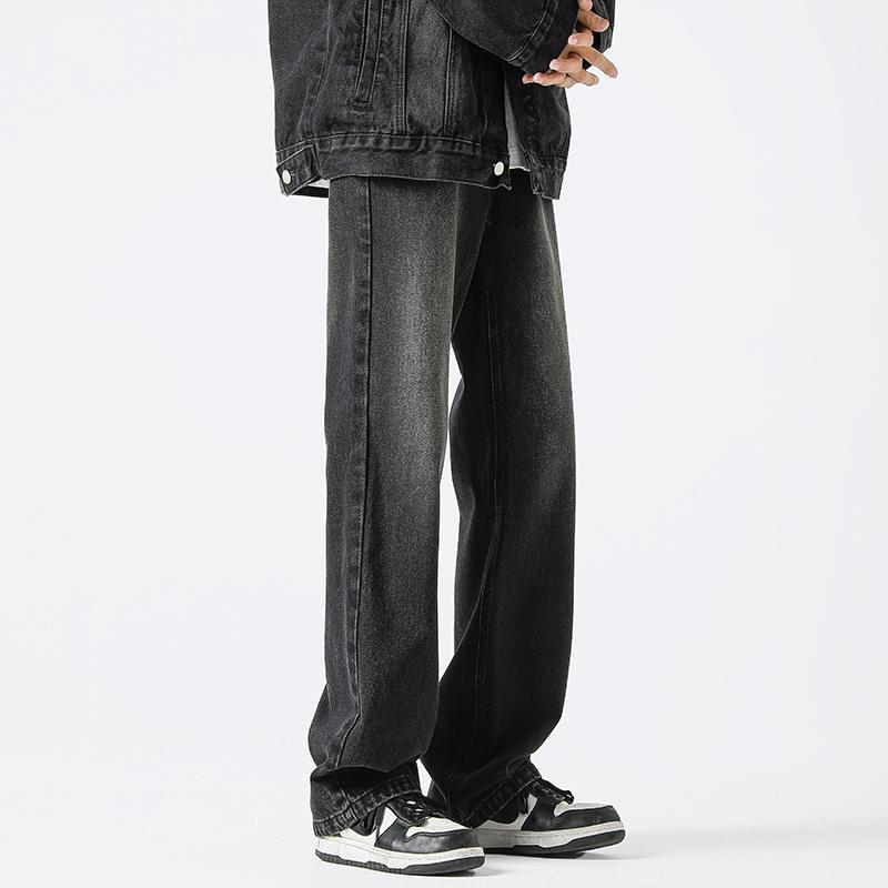 Retro jeans men's  autumn new American trendy brand loose straight trousers casual versatile wide-leg pants