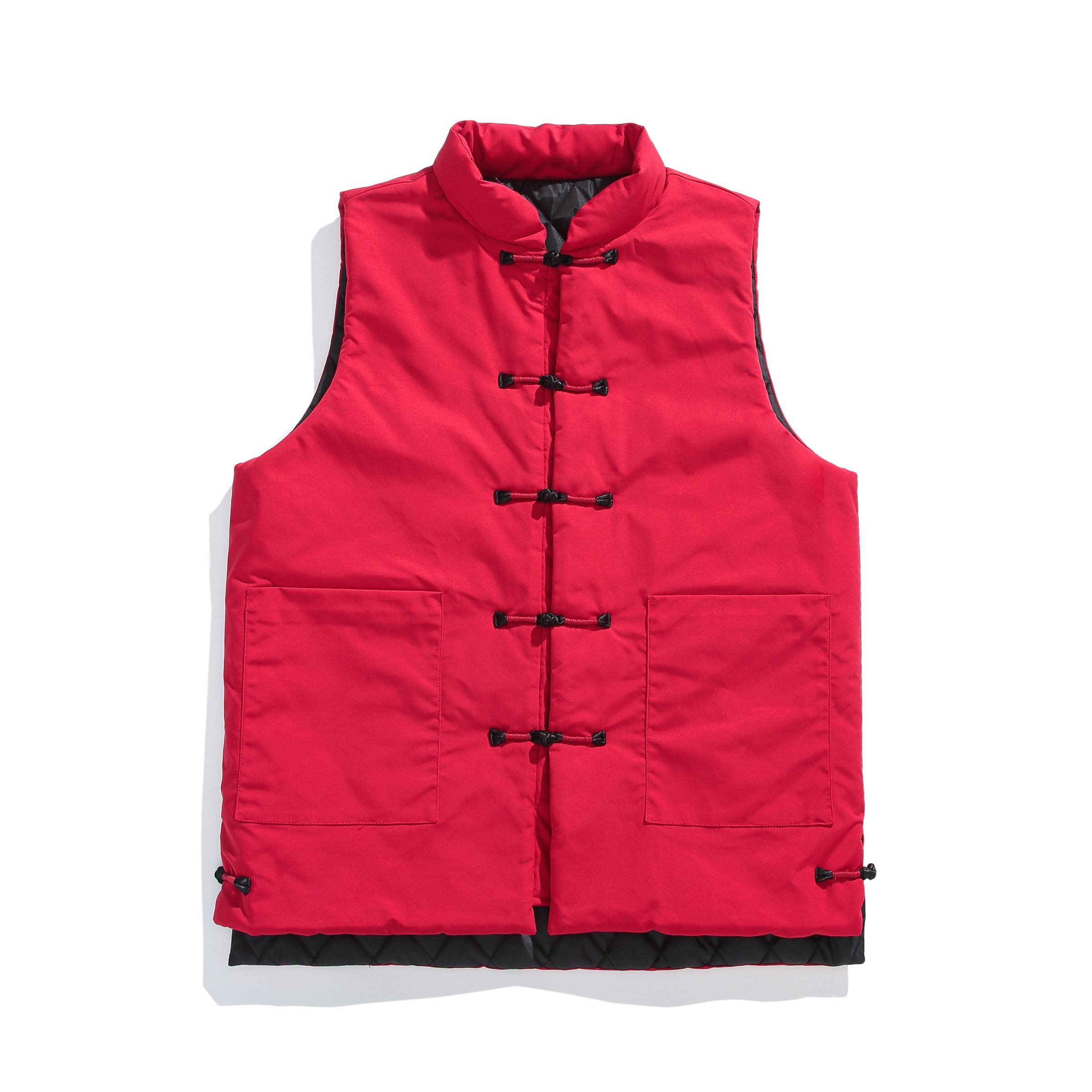 Winter down cotton vest men's retro Chinese style stand collar plate buckle Tang suit waistcoat jacket thickened sleeveless jacket
