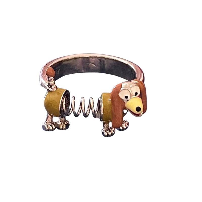 Cute and cute spring dog ring for women, niche design, simple adjustable open ring, personalized and versatile fashion ring