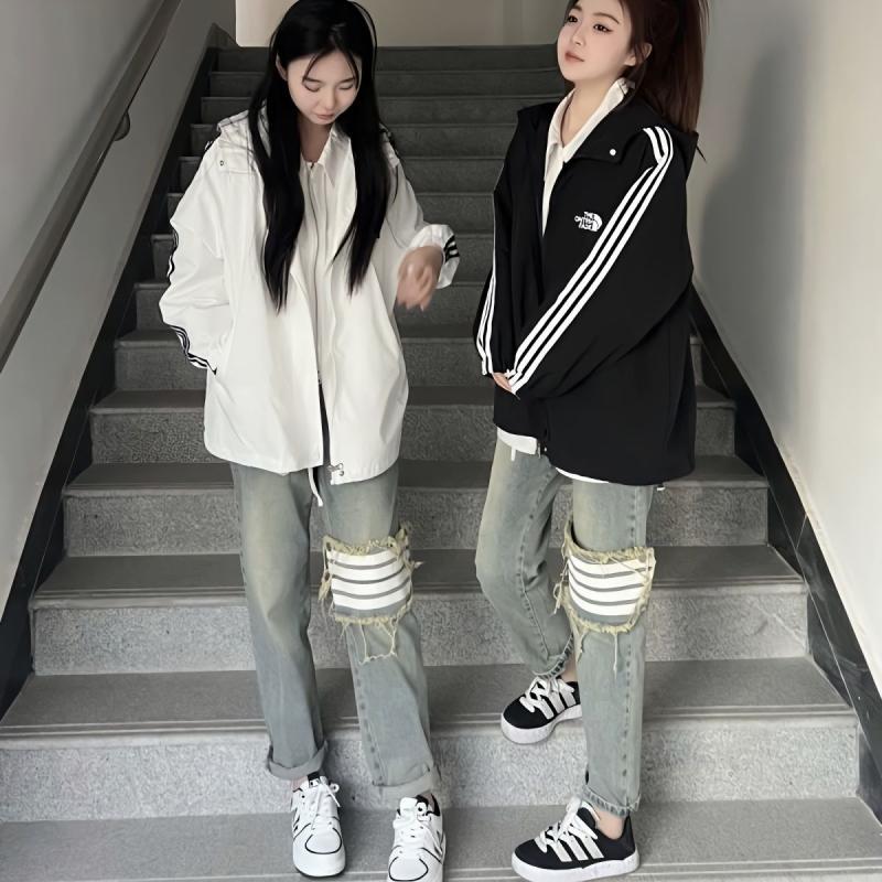 網紅同款美式高街復古四條槓貼布牛仔褲女夏季百搭休閒褲顯瘦寬鬆