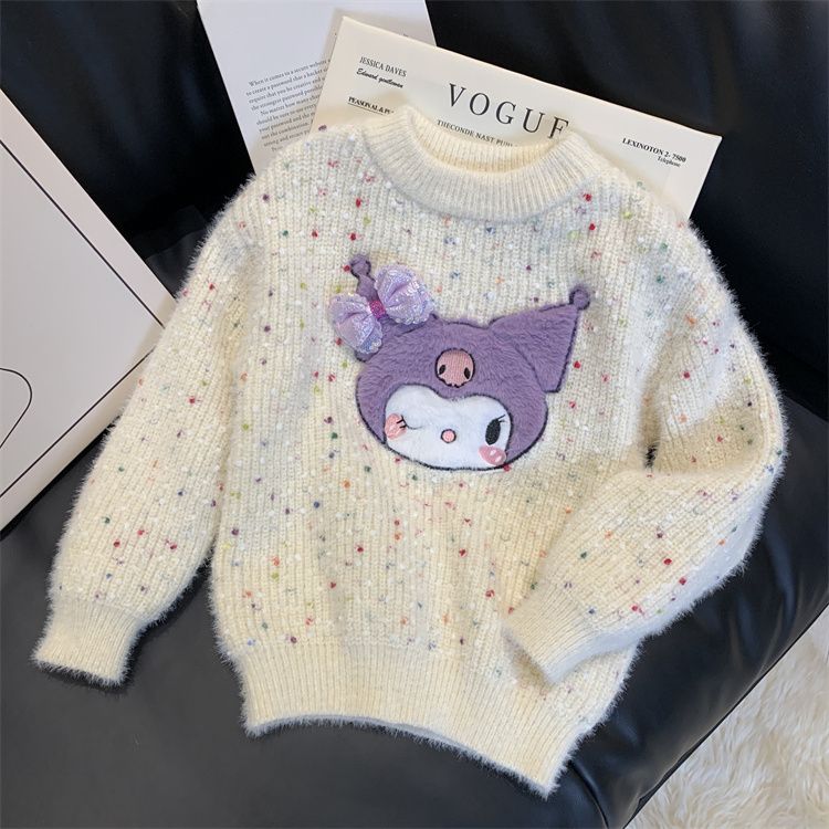 Girls Sweater Winter Wear 2023 New Style Children's Internet Celebrity Embroidered Sweater Korean Style Round Neck Top for Medium and Large Children