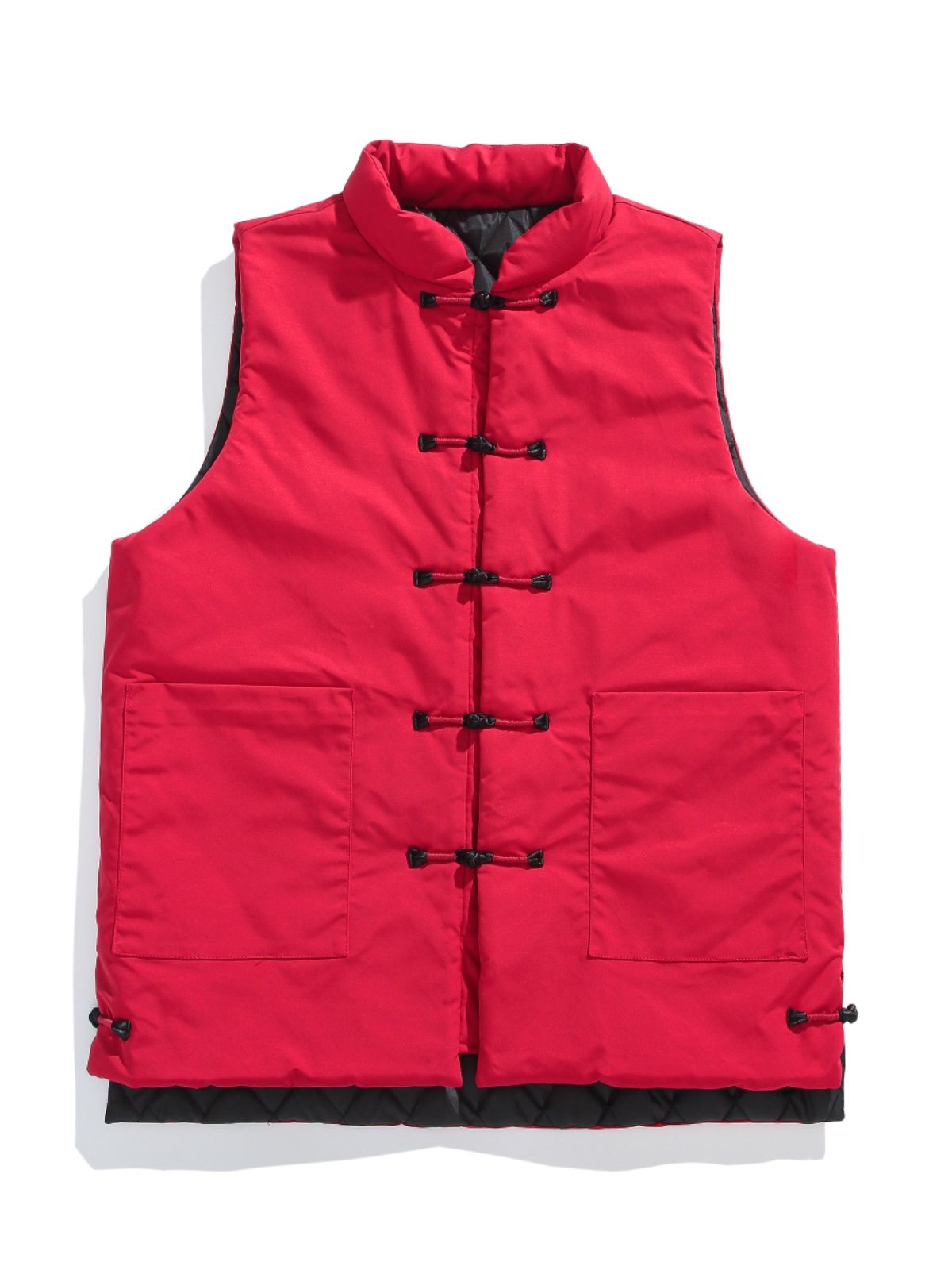 New Chinese style Tang suit Chinese style autumn and winter quilted thickened vest plate buckle waistcoat large size men's vest jacket