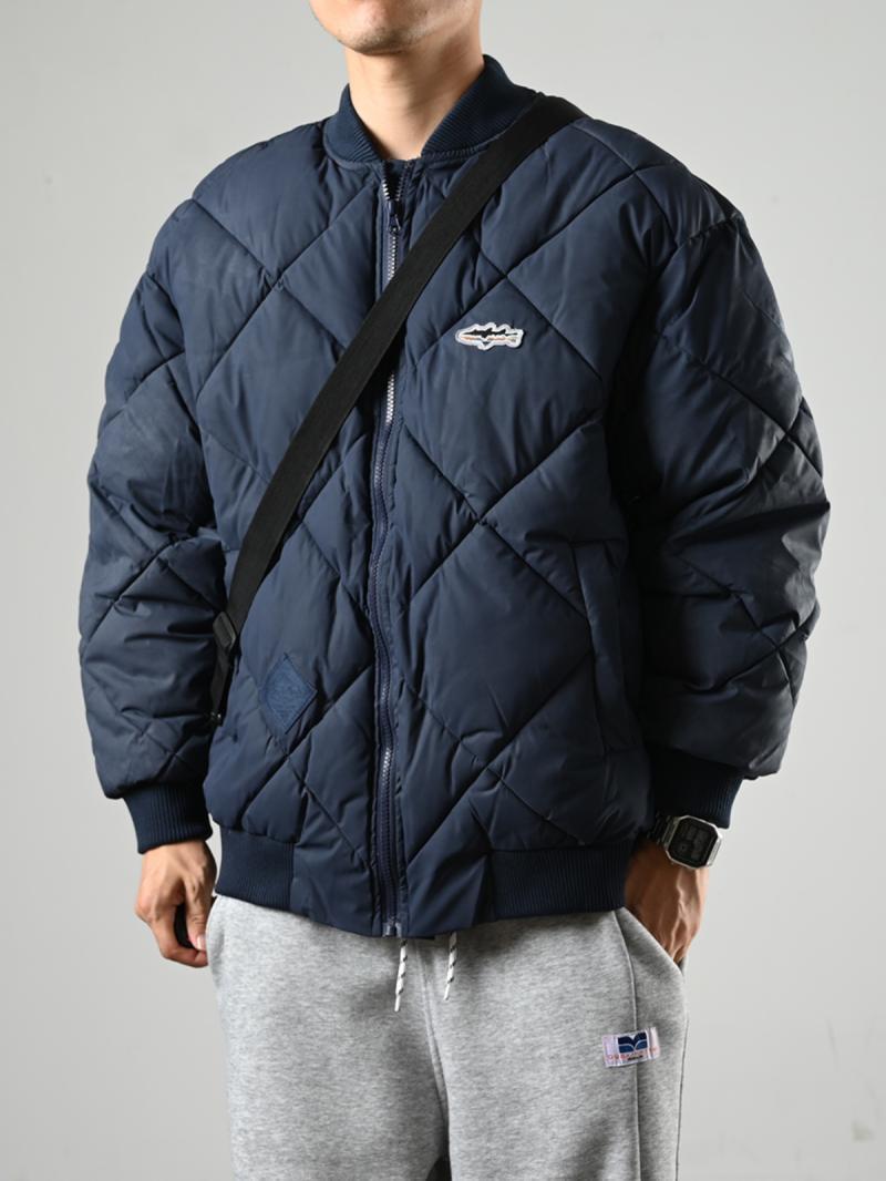 XGI winter retro all-match diamond plaid baseball jacket cotton coat men's trendy brand loose couple thickened pilot jacket