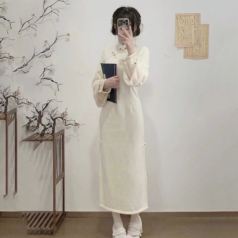 年新中式改良版旗袍秋冬季加厚加绒高端气质年轻中国风连衣裙