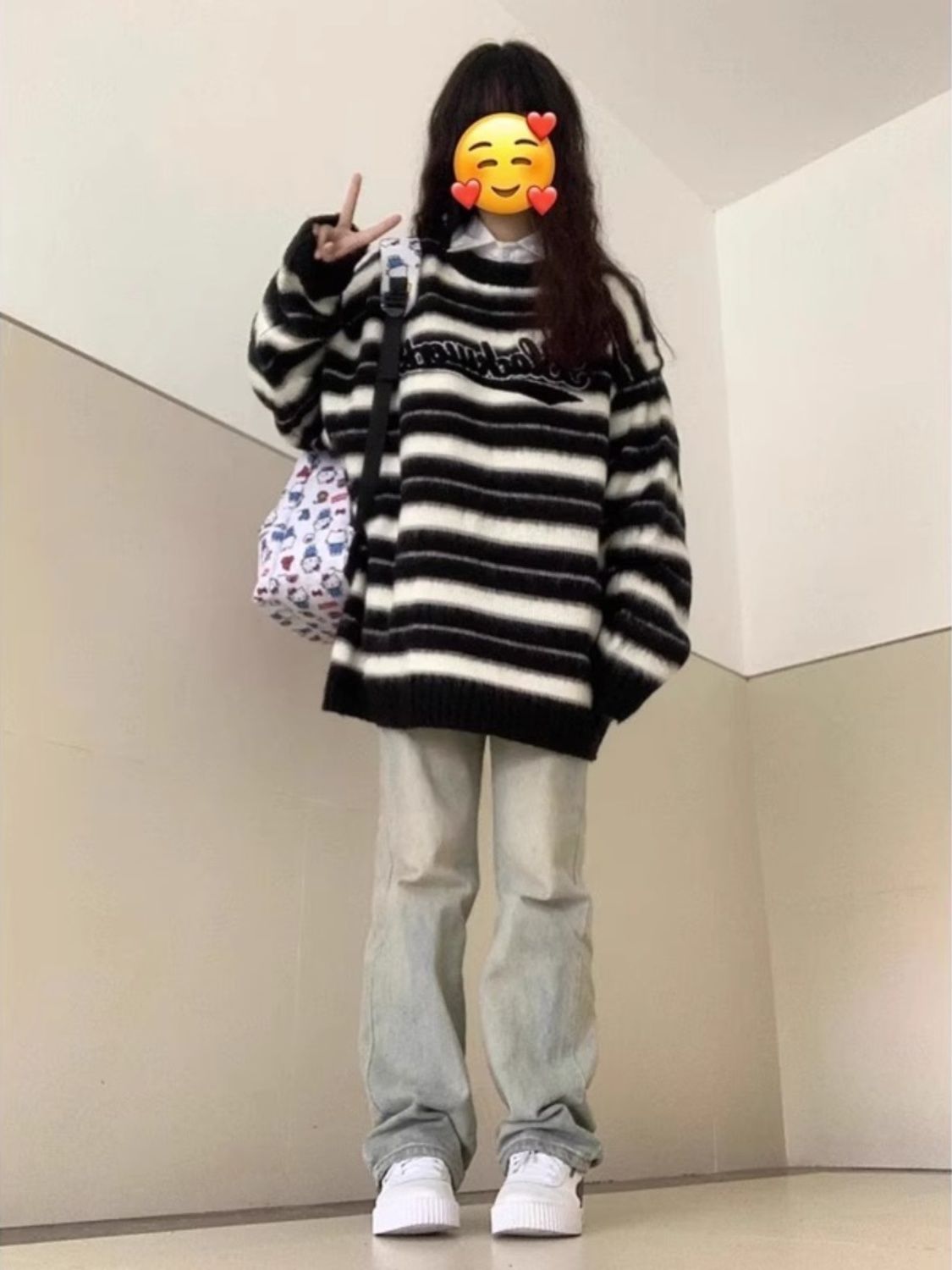 國潮軟糯糯條紋毛衣女小眾設計感秋冬慵懶風寬鬆港味復古chic上衣