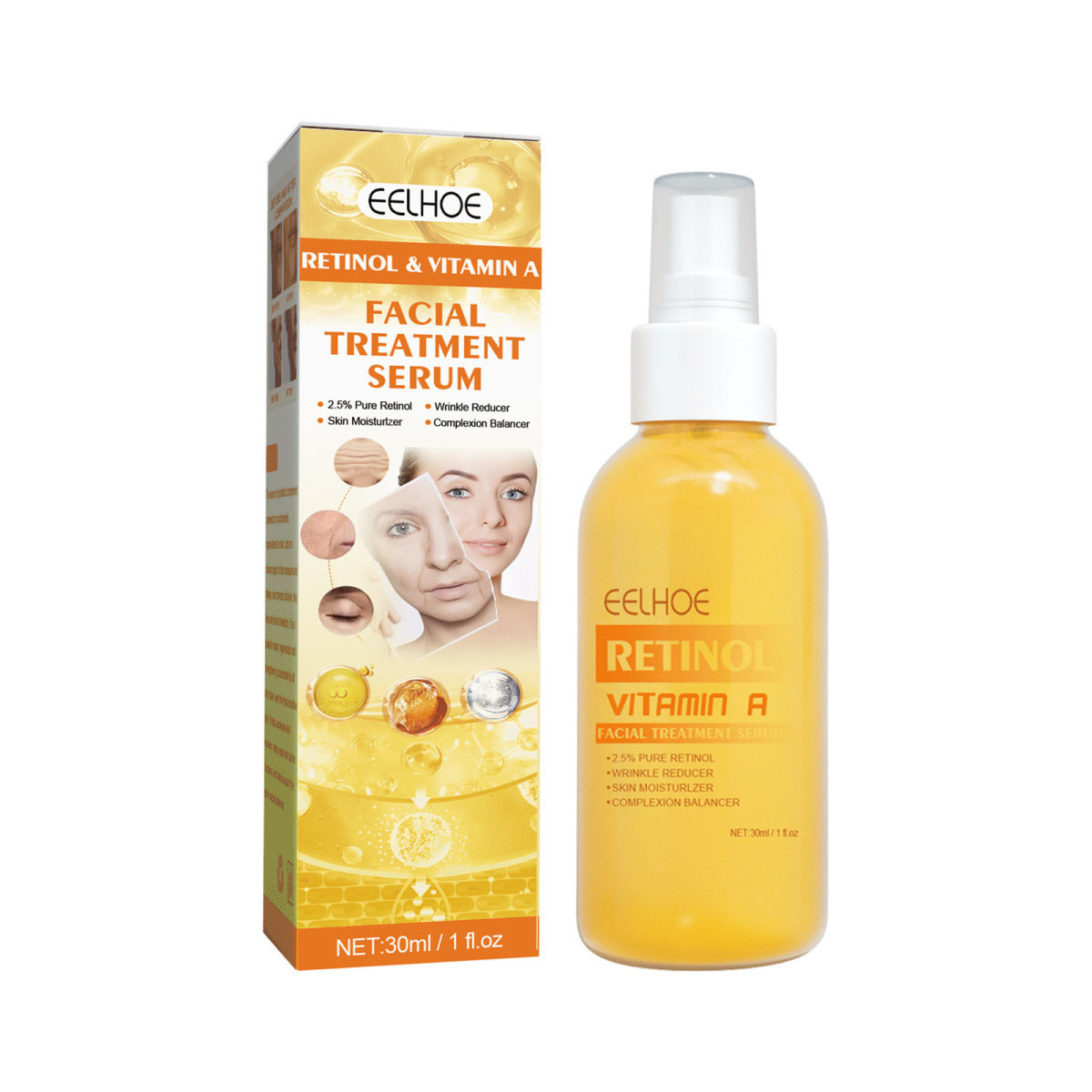 El spray de esencia antiarrugas con retinol 2024 reduce las líneas finas alrededor de los ojos, reduce los poros, ilumina y reafirma la piel. 2024 nuevo_voghion.com